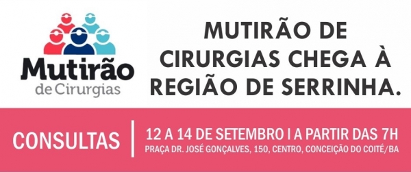 Mutir&atilde;o de Cirurgias chega &agrave; Regi&atilde;o de Serrinha