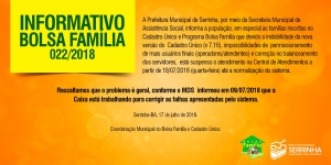 INFORMATIVO BOLSA FAM&Iacute;LIA 022/2018